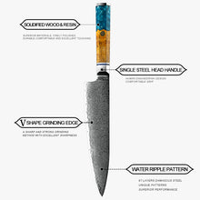 Load image into Gallery viewer, PREMIUM DAMASCUS STEEL KNIFE SET OF 8 with Magnetic Butcher Block (PREVENTA)
